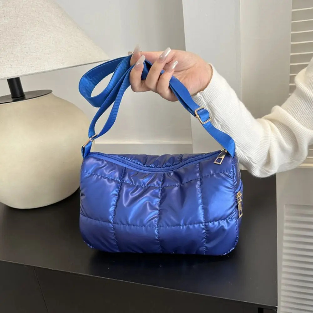 Lattice Space Cotton Crossbody Bag Korean Style Pleated Quilted Shoulder Bag Lightweight Oxford Padded Crossbody Bag Ladies 251104