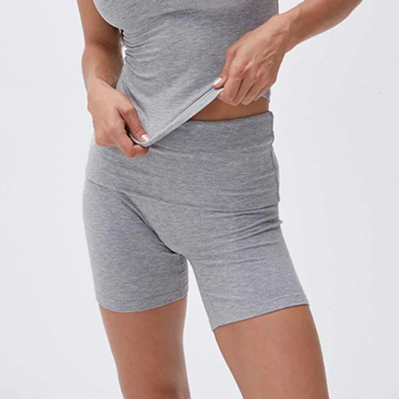 BIKPIIK grey corner waist knitted womens shorts for sports and fitness low slim leisure comfort jogging bottom full competition 250401