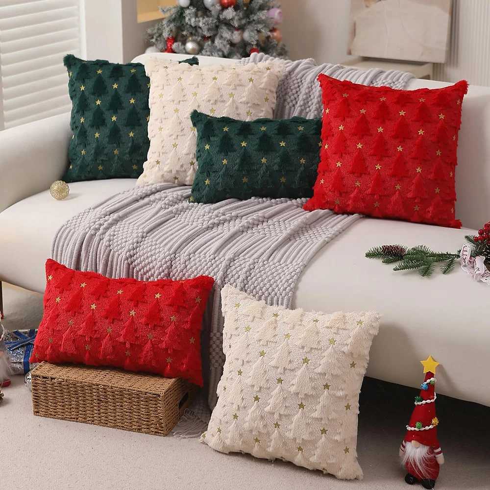 1PCS Christmas Pillow Covers - Knitted Christmas Tree/Christmas Santa Pattern for Living Room Sofa Cushion Cover Y251105