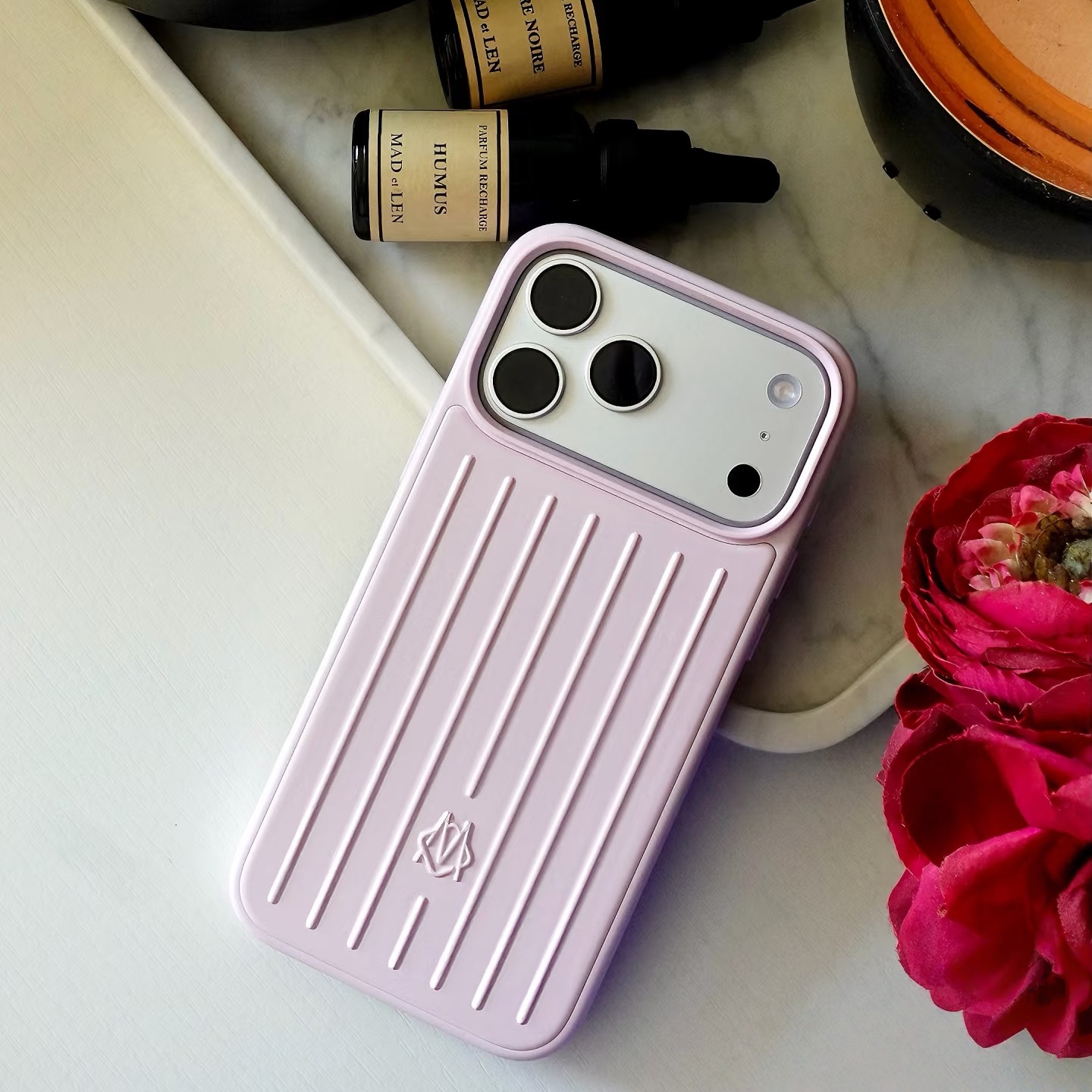RIM Pink Phone Case Suitcase Designer iPhone Case for Apple iPhone 17 Pro Max 16 15 14 13 Polycarbonate Aluminum Alloy MagSafe Weave Back Cover Coque Funda