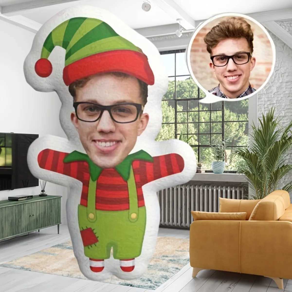 Customized Christmas face portrait home throw pillows DIY double-sided printed cushions whimsical and fun gifts Y251105