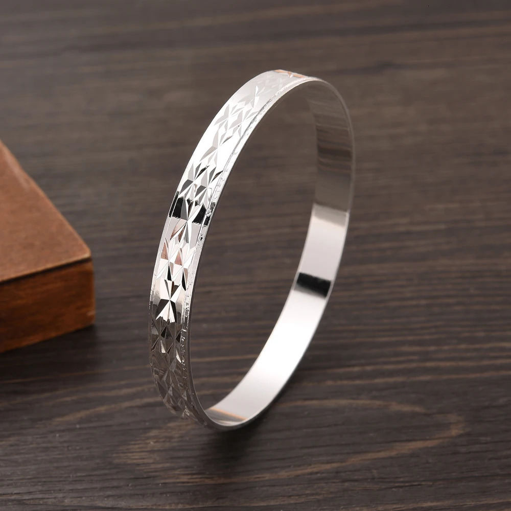 65MM Silver Plated White Wedding Girl Jewelry Bangles Ethiopian Africa Dubai Bracelets Man Women Classic Birthday Paty Gifts 251031