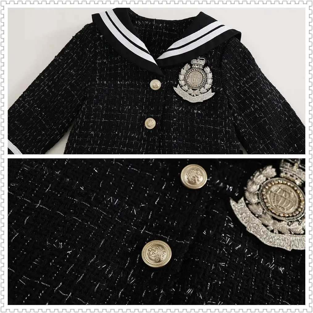 Preppy Style Tweed Coat Pleated Skirt 2 Piece Set for Toddler Girls Outfits with JK Sailor Collar Spring Autumn School Uniform Y251105