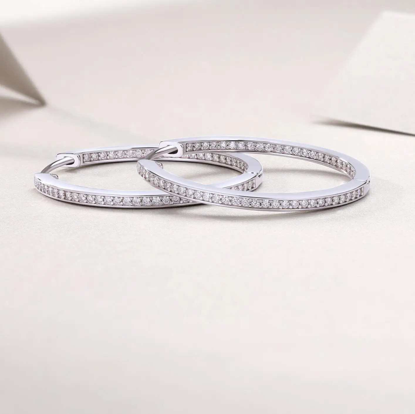 18k Plated All Hoop Earrings for Women Solid Silver 925 Lab Diamond Earring Wedding Party Jewelry Pendientes Mujer 251131