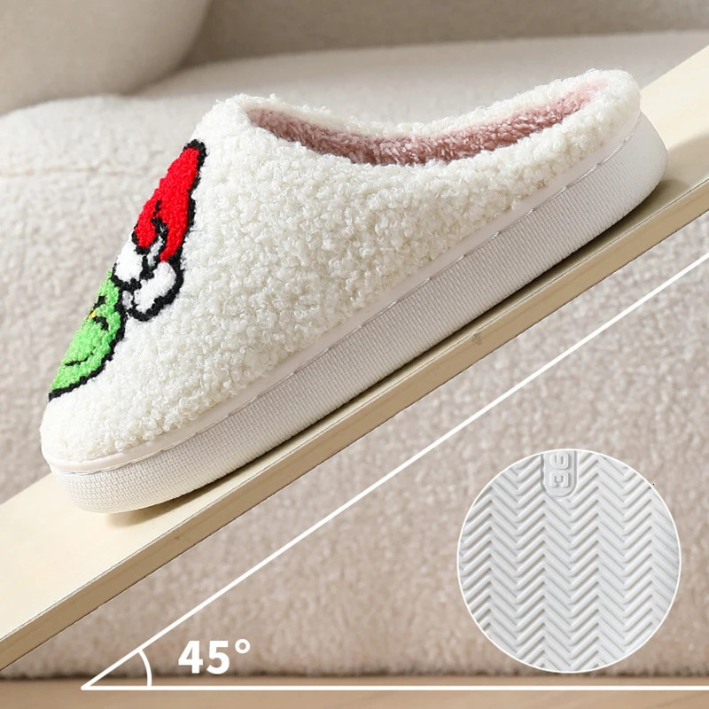 Womens 2025 Christmas Cartoon Animation Winter Slippers Warm Cotton Indoor Bedroom Plush Slides Shoes Comfortable Home Footwear 251031