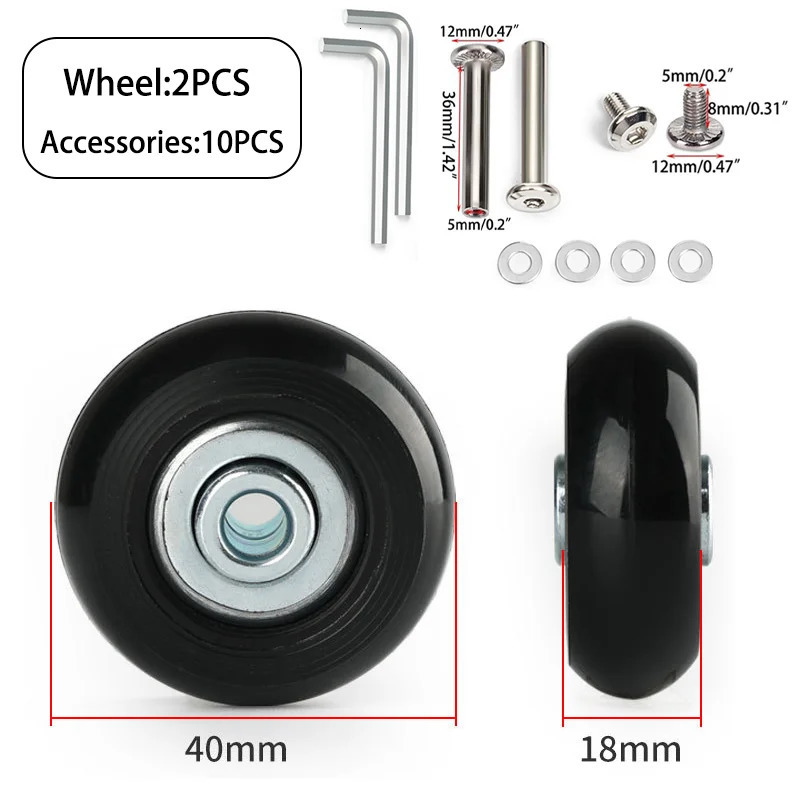 1224PcsSet Suitcase Parts Axles Dia40mm50mm60mm Luggage Accessories Replacement Wearresistant Silent Durable Repair Kit 251031