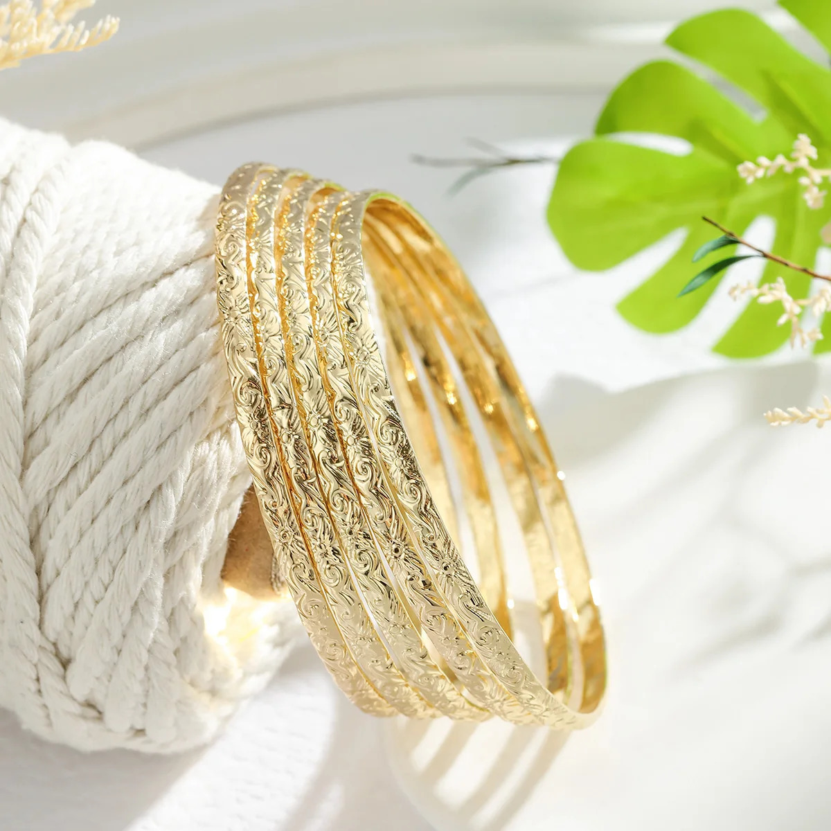 5pcs 3MM Hawaiian Scroll n Copper Bangle Bracelet 251031