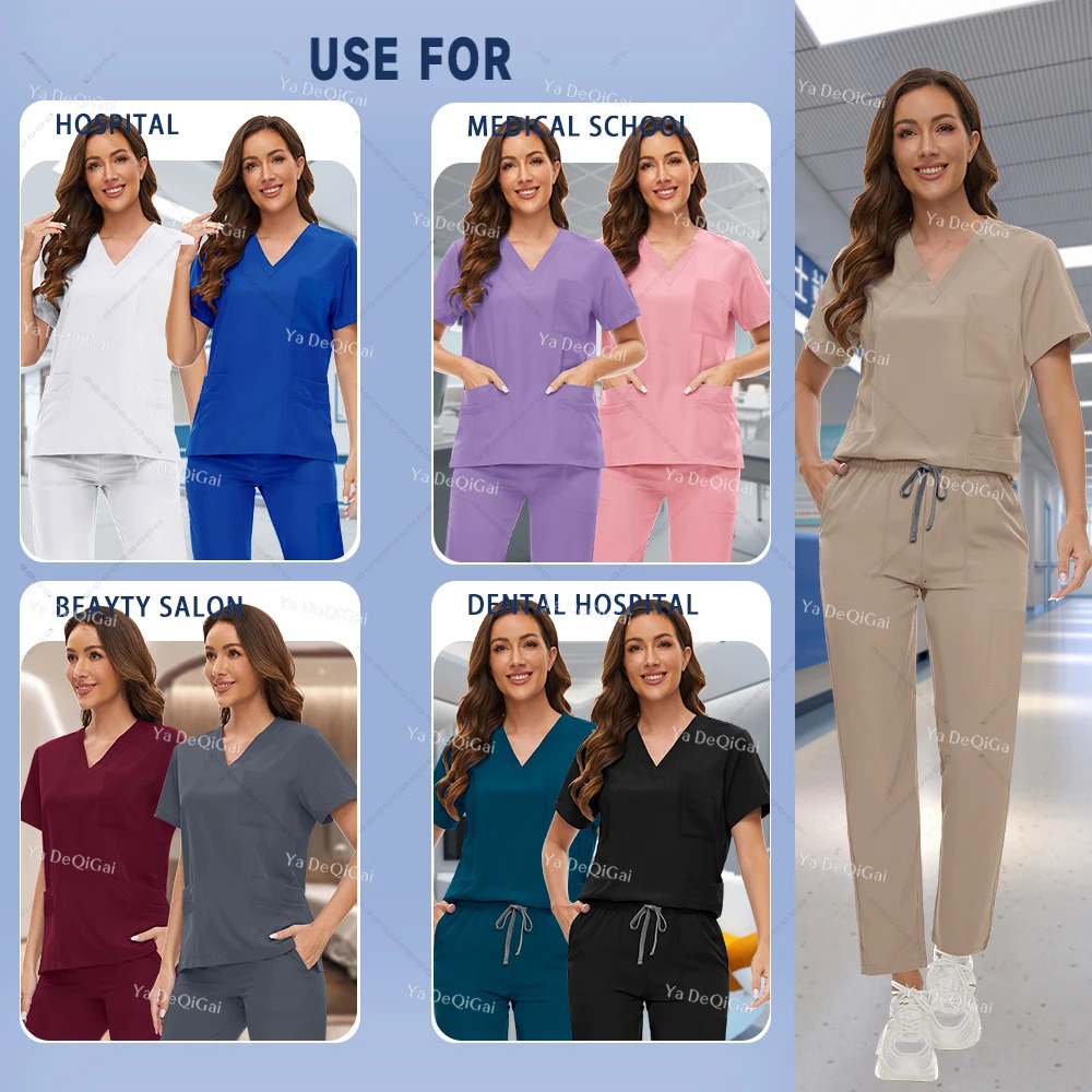 Unisex Scrub Set Women Men Beauty Costume Nurse Uniforms Nursing Clothes Nurse Doctor Dentist Workwear Wholesale 251104