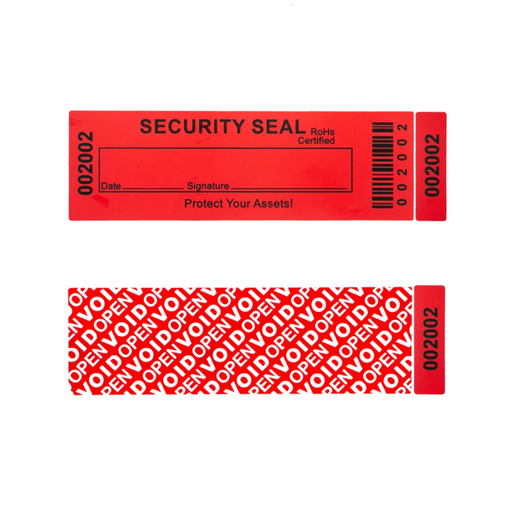 100% Total Transfer Tamper Evident labels Security Warranty Void Stickers red Large 35*120 mm Triple Serial Numbers seal sticker 250402