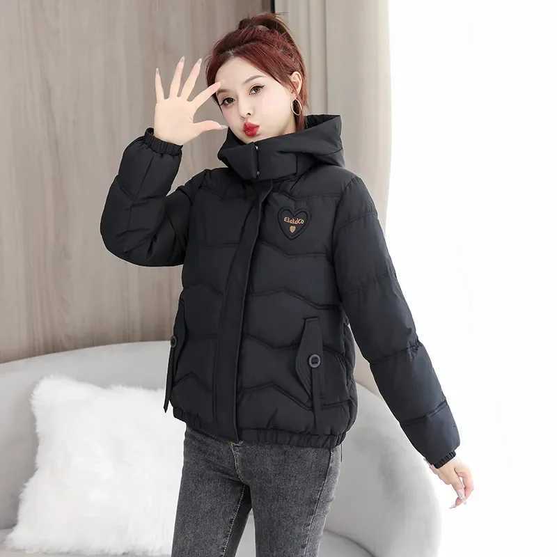 New Winter Hooded Down Cotton-Padded Jacket Womens Loose All-Match Thicken Warm Parkas Short Coat Female Casual Ladies TopsT251105