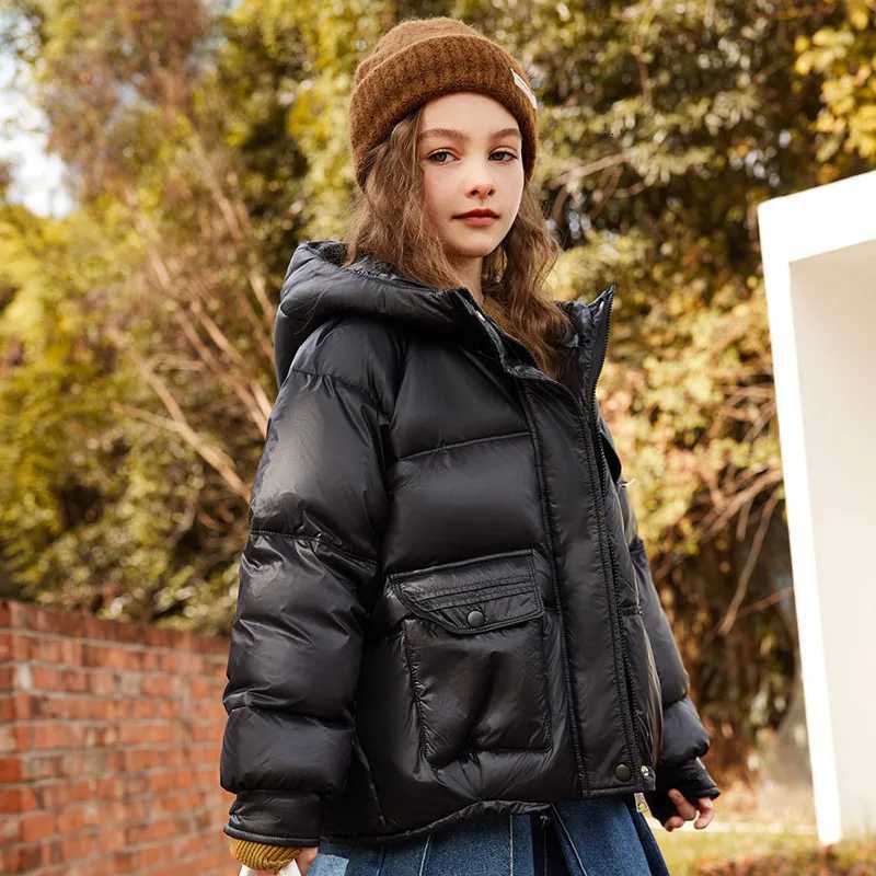 2025 Winter Down Jacket for Girl 90 White Duck Down Hooded Thick Warm Teenage Girl Outwear Coat 5-16 Years Kids ParkasT251105