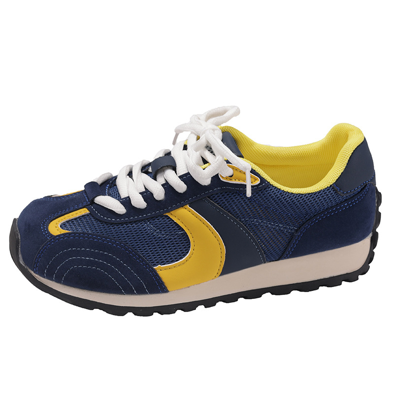 Retro contrast splicing thick-soled German training shoes women's mesh breathable foot small casual sports Forrest Gump shoes