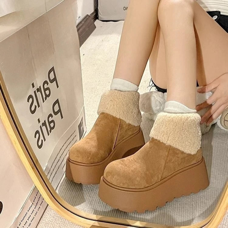 womens winter heightening snow boots thick-soled Australian leather thermal ankle boots 251104