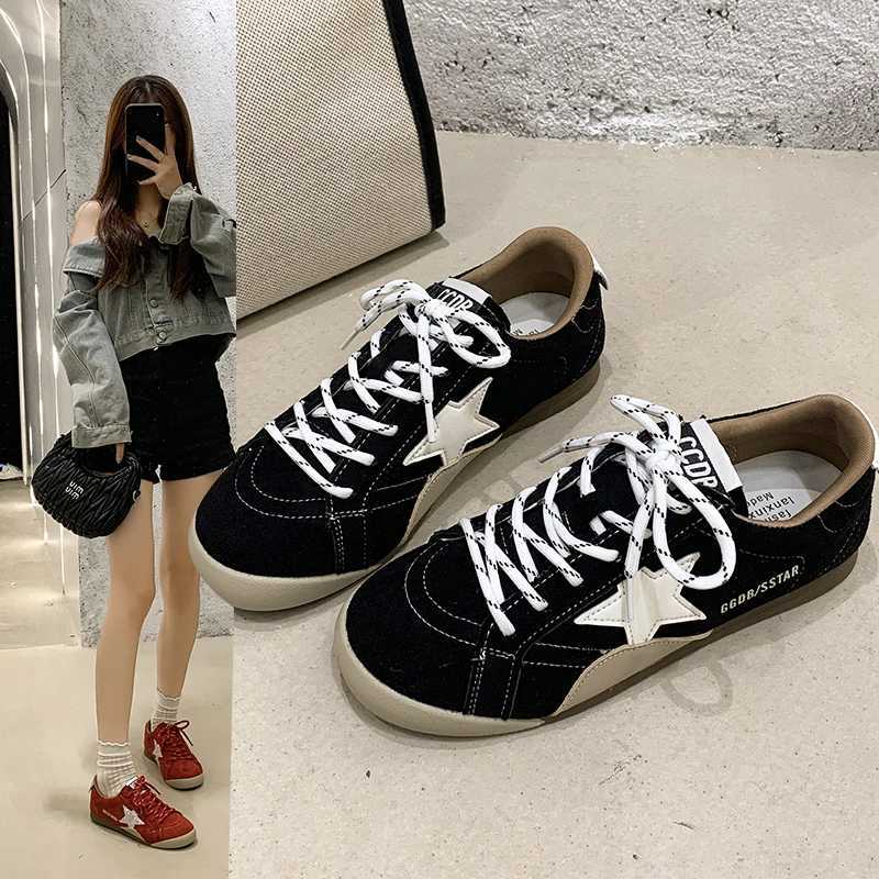 Genuine Leather Deqin Shoes Wens 2025 New Style Versatile Worn-In Flat Bott Casual Sporty Flats for Wen Y251105