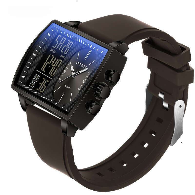 DHwatches Sanda Multifunctional Electronic for Men, Fashionable Dual Display Business Large Dial Men's Watch, Countdown Waterproof Watch