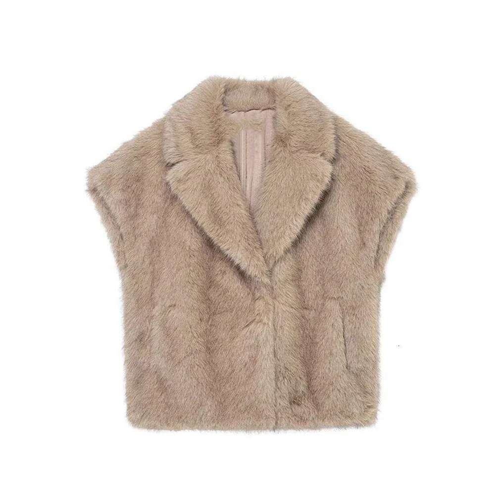 TFMLN New Women Light Vest Coat Fashion Faux Sleeveless Winter Warm Loose Lapel Female Chic Fur Waistcoat