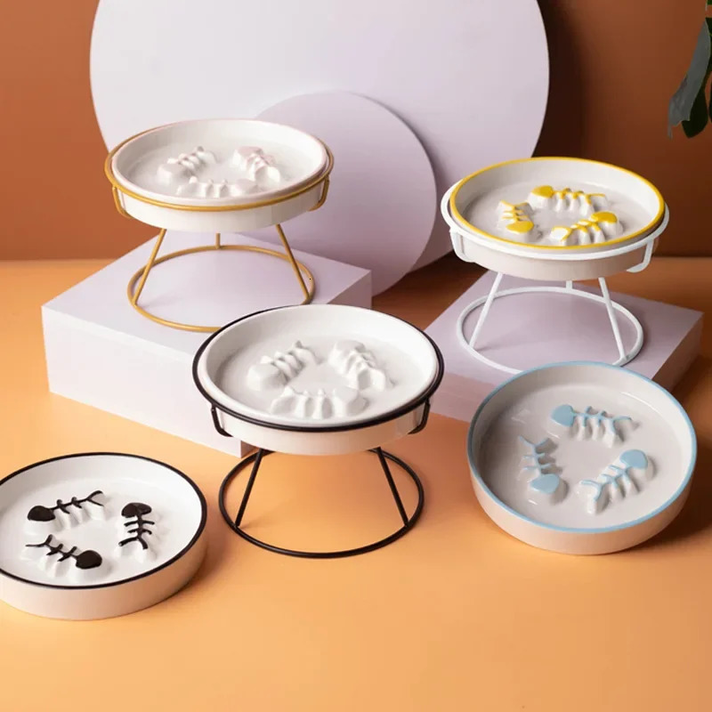 Ceramic pet bowl food water treatment for cats and amplifiers. Dog supplies outdoor feeding beverage accessories dog and cat stand bowl 250403