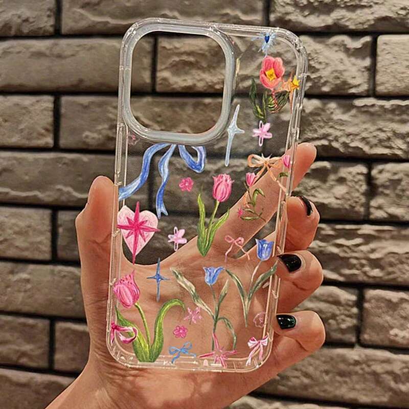 Transparent Fruit Juice wer Pattern Phone Case For iPhone 16 14 11 12 13 15 Pro Max 7 8 Plus X XS XR Shock-Absorbing Cover