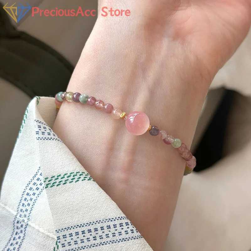 Fashion Delicate Tourmaline Handmade Beaded For Women Girls Exquisite Elastic Rope Creative Beaded Ring Gifts C251105