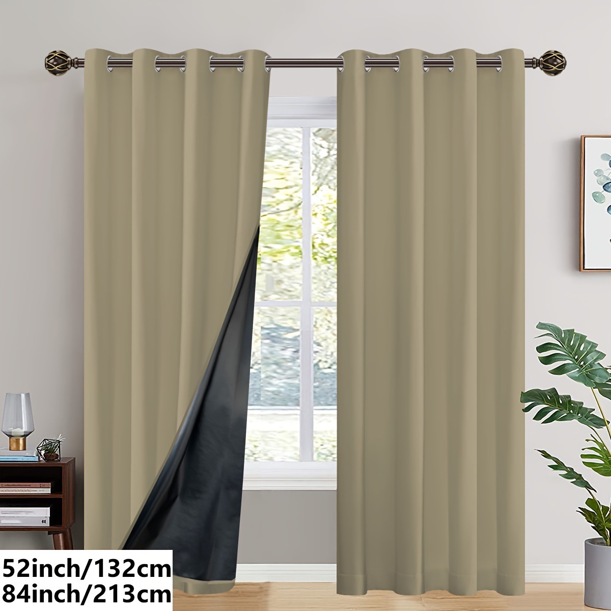D3 Blackout Curtain, Heat-Insulated Grommet Curtains For Bedroom Darkening, Noise Reduction Curtains For Living Room