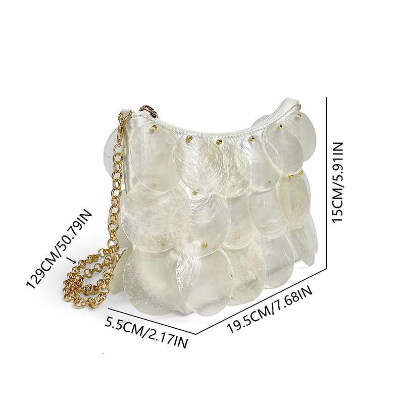 Customized 2025 New Small Fresh Women's With Shell Sequin Chain Crossbody Bag Exquisite Handmade Woven Handbags For Women