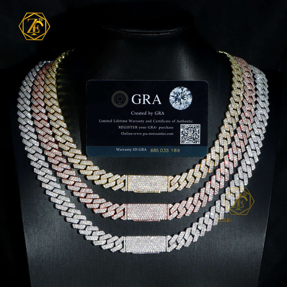 Hip Hop Style Iced Out Jewelry 6mm 8mm 10mm 12mm 14mm 20mm Width Sterg Sier VVS Moissanite Cuban k Chain Bracelet