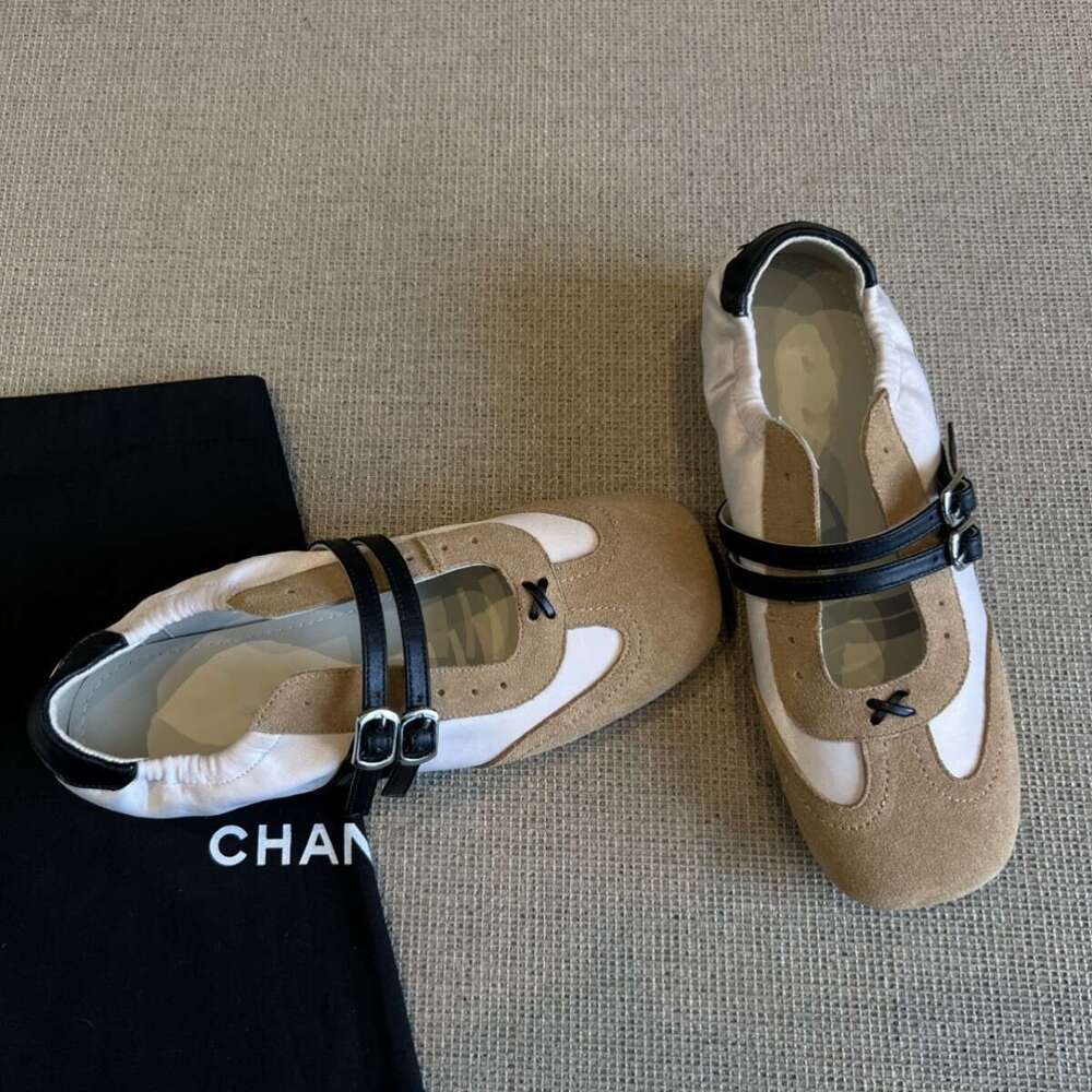 Designer Shoe New Double-Breasted Hollow-Out Shallow Training Shoes for Women Color-Block Sports Style Flat Mary Janes