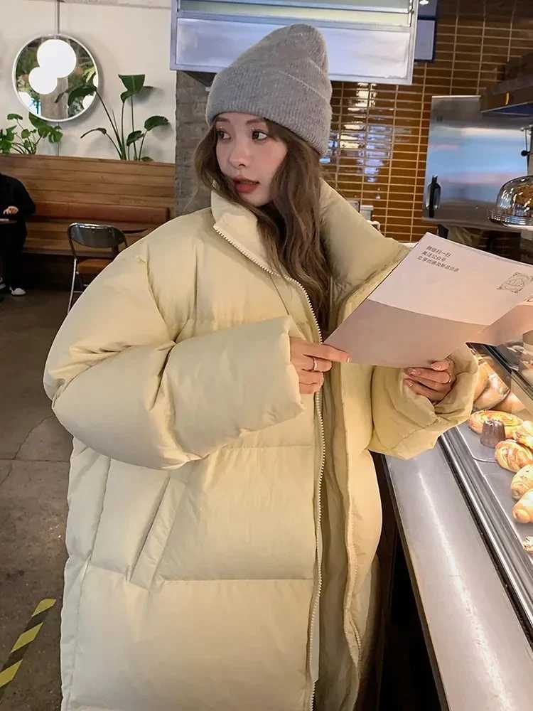 Winter Down Jacket Oversized Womens Long Parkas 2025 Korean Cotton Padded Jacket Warm Puffer Coat Female Windproof Snow OutwearT251105