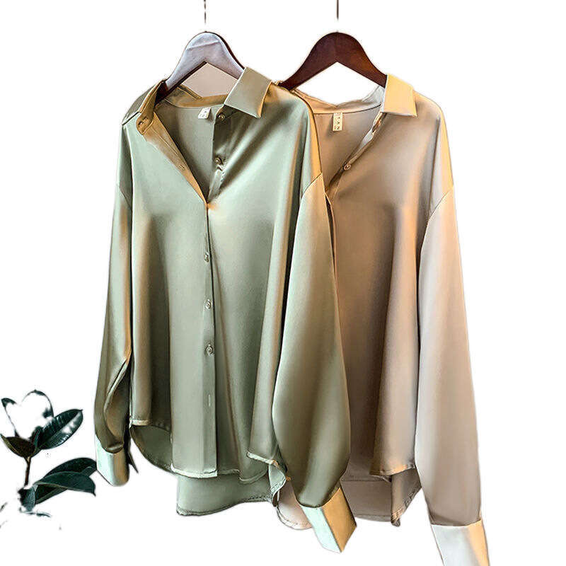 Long Sleeve Satin Shirt For Women, Unique Design, Spring/Summer , Sun Protection, Versatile, Draped, Vintage Hong Kong Style Blouse B5