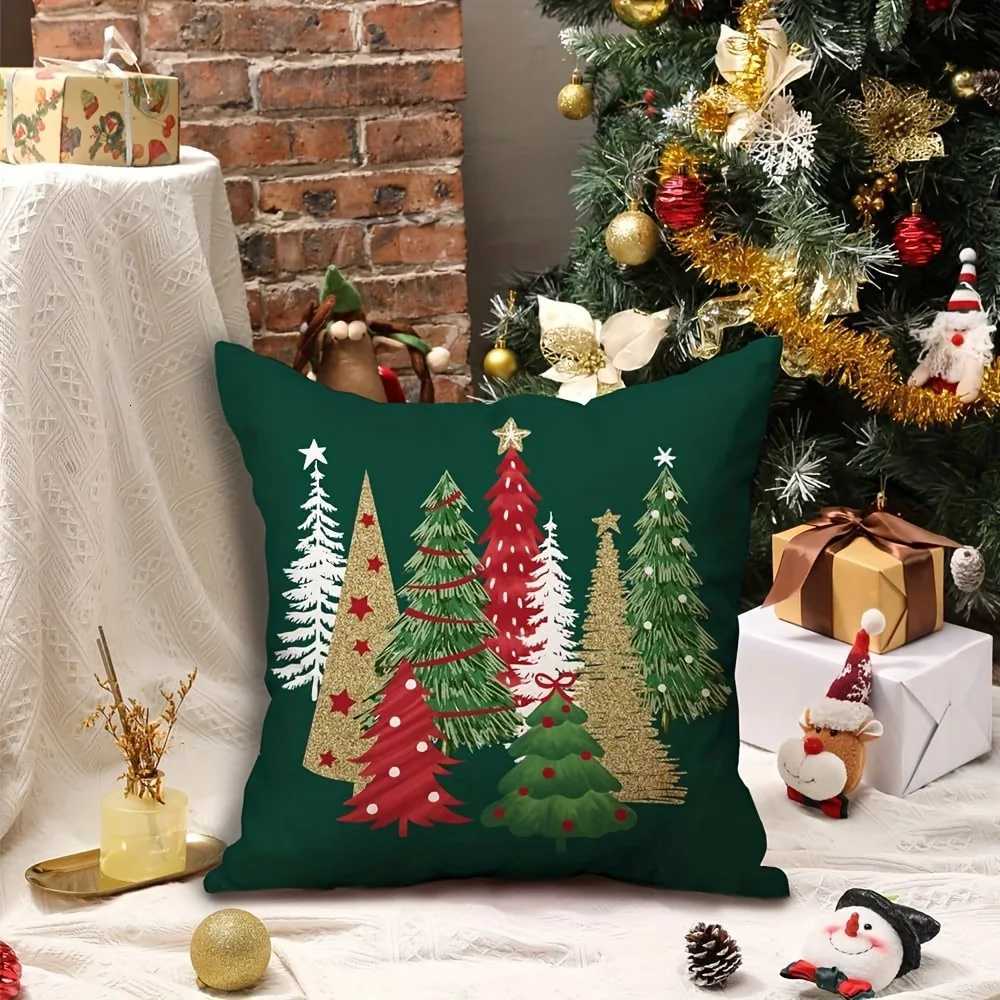 1pc Christmas Tree Forest Throw Pillow Cover- Perfect Festive Decor for Christmas Ideal Small Gift for Holiday Y251105