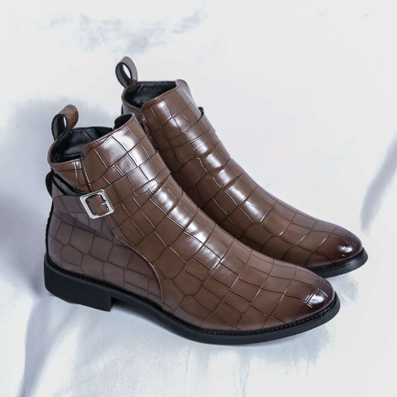 Men's big size autumn and winter new fashionable British style men's casual leather shoes trend Chelsea short boots