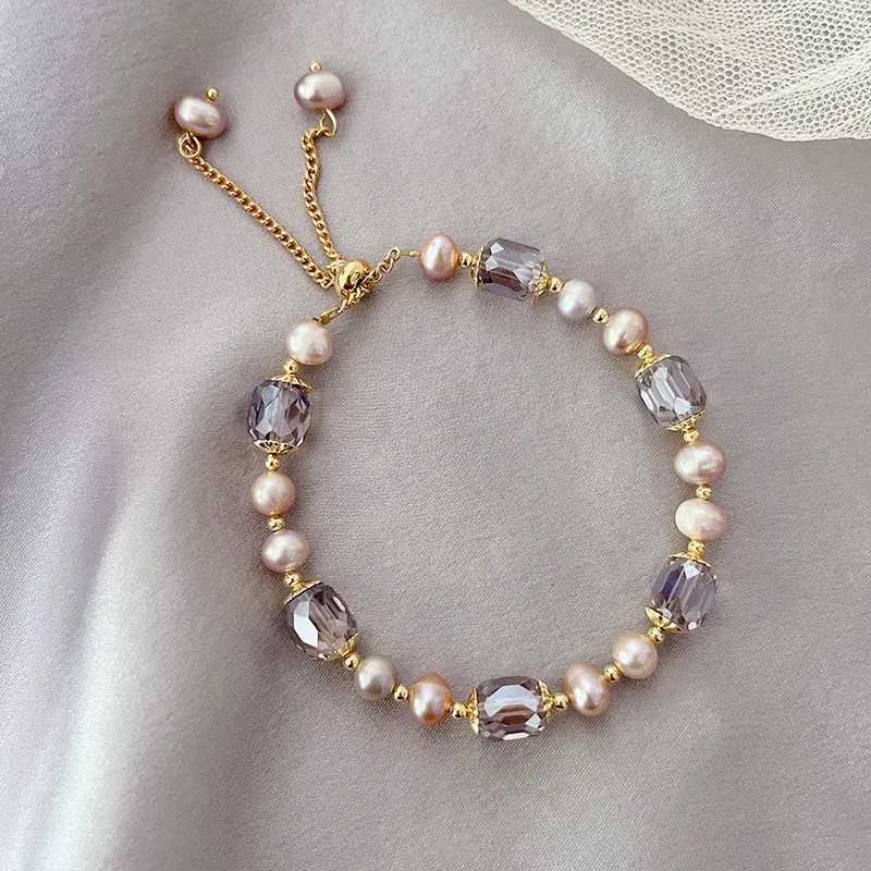 Vintage Purple Imitation Pearl for Women Girls Fashion Design Crystal Adjustable Chain Jewelry Gifts C251105