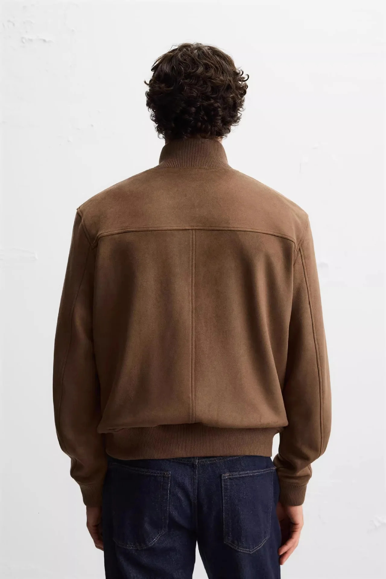 2025 Street Fashion Suede Jacket for Men Stand Collar Slim Casual Trend Coat Black Camel Top 251105