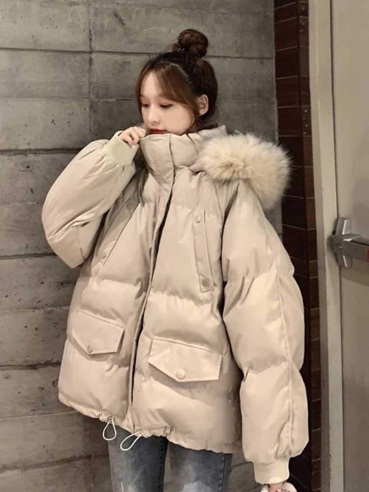 2025 Cotton Padded Faux fur collar Parka New Fashion Cotton Autumn Winter Jacket Women Thick Warm Parkas Female OuterwearT251105