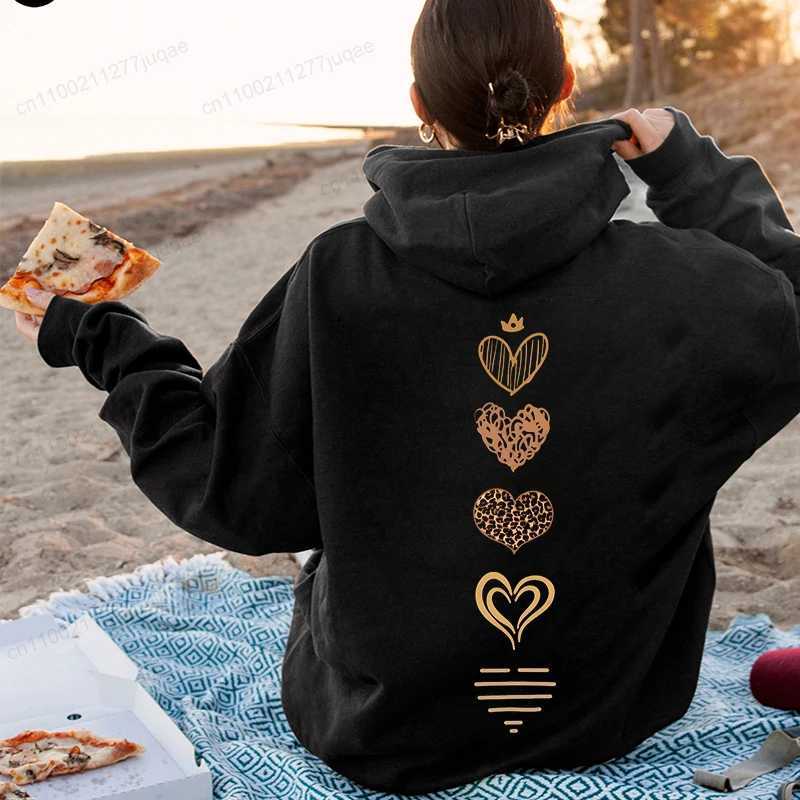 Hip Hop Street Casual Leopard Heart Printed Hoodies Fashion Hoodie Sweatshirts Autumn Warm Casual Female Harajuku Fleece HoodedT251105