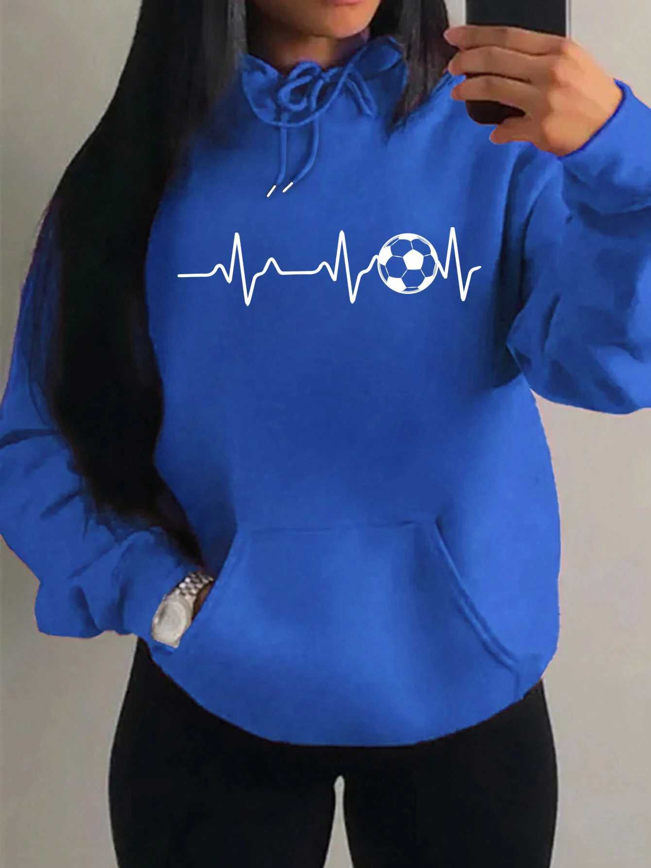 Football Electrocardiogram Personality Design Women Hoody Harajuku Street Clothes Warm Sweatshirt Fleece Autumn Woman HoodiesT251105