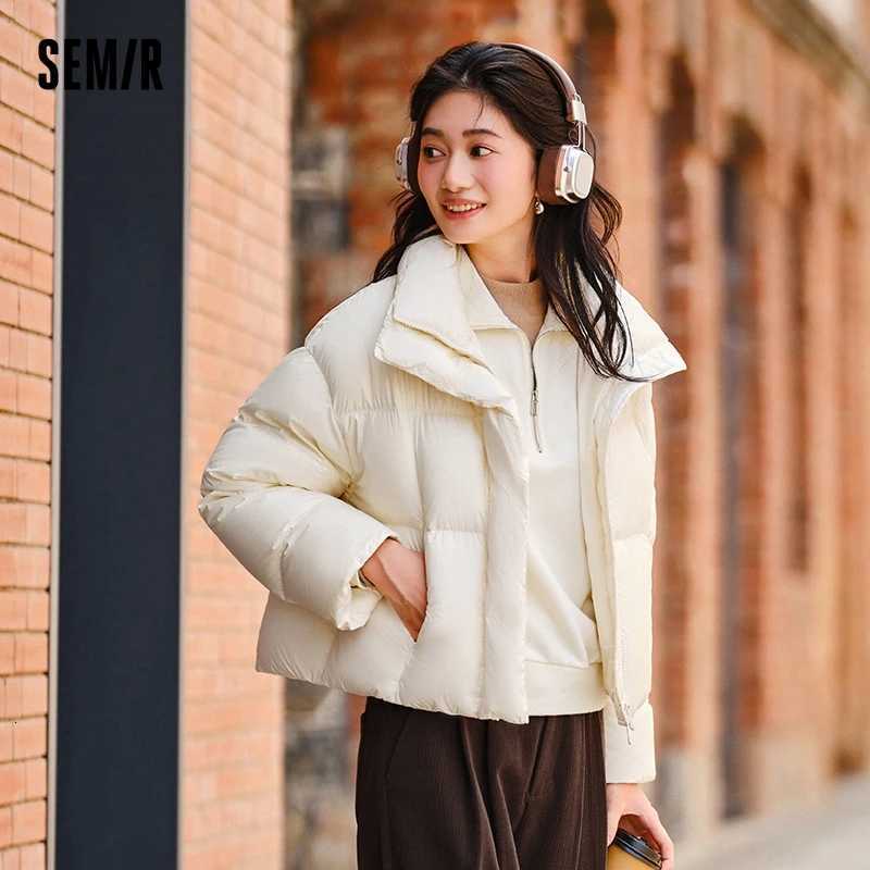 Semir Down Jacket Women Waterproof Loose Simple 2025 New Winter Stand-Up Collar Outerwear Down CoatT251105