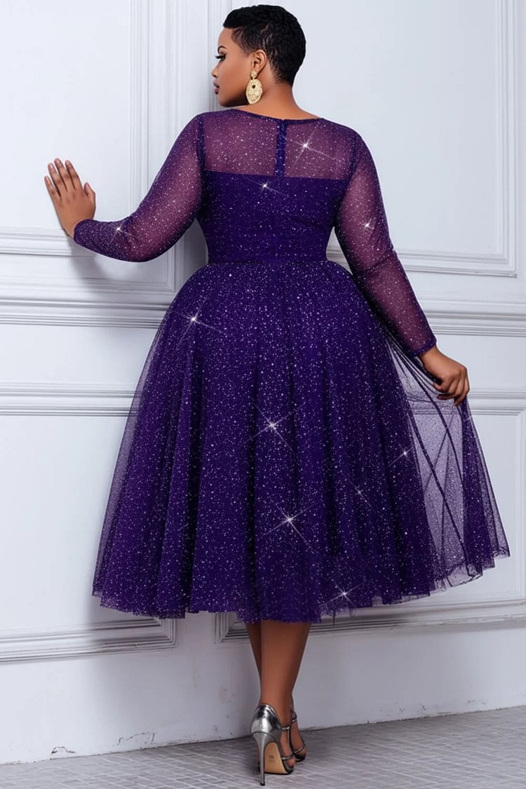 legant Purple prom Dresses For Formal Event Puffy Long Sleeves V Neck High Slit Sexy Mermaid Gowns Custom Made 02