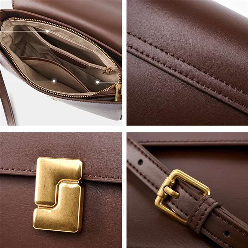 Toptrends Cow Genuine Leather Small Shoulder Crossbody Bags For Women 2024 Designer Tofu Purses Square Ladies Handbags