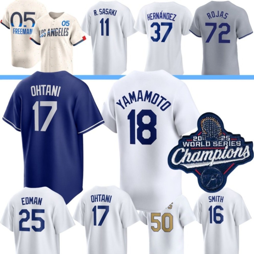 17 Shohei Ohtani Jersey 2025 World Series Champion Mookie Betts Freddie Freeman Yamamoto Miguel Rojas Hernandez Smith Muncy Pages Sasaki Snell Valenzuela