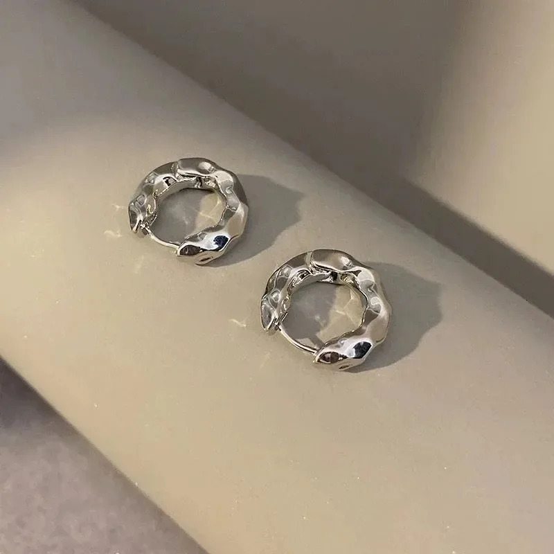 Fashion Stainless Steel Circle Earring for Women Retro Geometric Hypoallergenic French Hoop Earrings Party Jewelry Holiday Gifts 251131