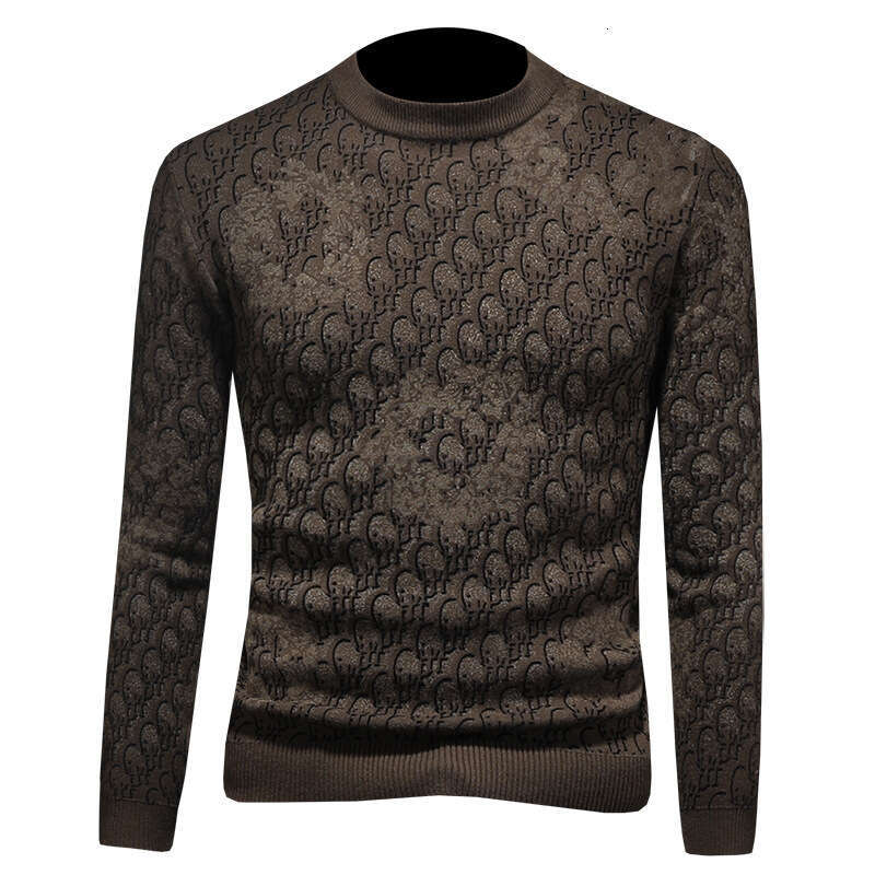 2025 New Winter Round Neck Slim Fit Youth Plus Size Knitted Fashion Men's Pullover Sweater