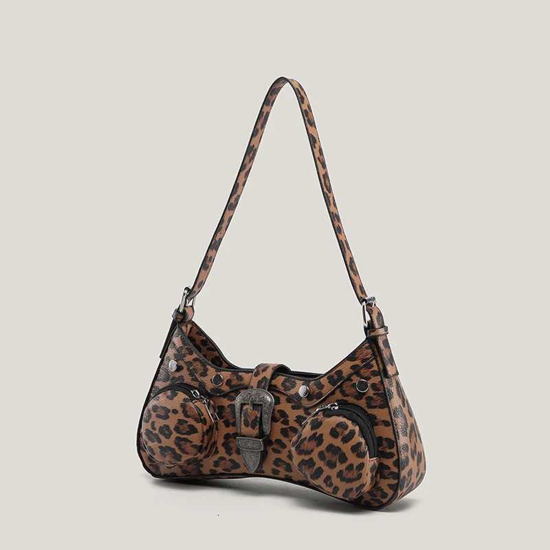 Womens Fashionable Handbag Trendy Underarm Bag Pu Three-Dimensional Shoulder Bag with Multiple Pockets Leopard Print Tote Bag Z251104