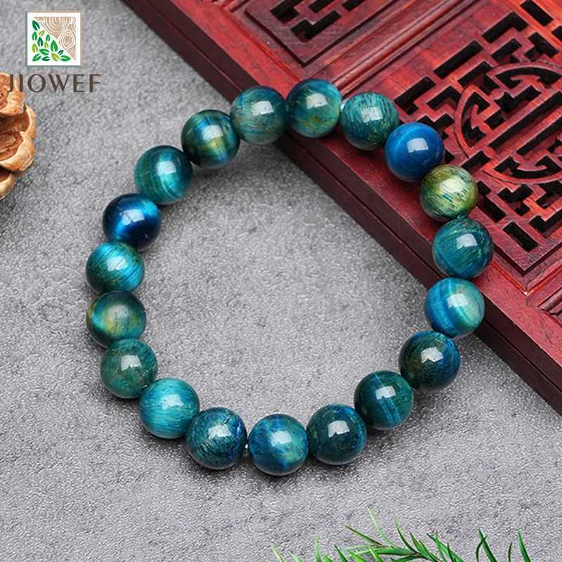 Peacock Blue Tiger Eye Charms Luxury Fine Jewelry Couple Personalized Beaded Bangle Men Women Holiday Gifts 6/8/10/12mm C251105