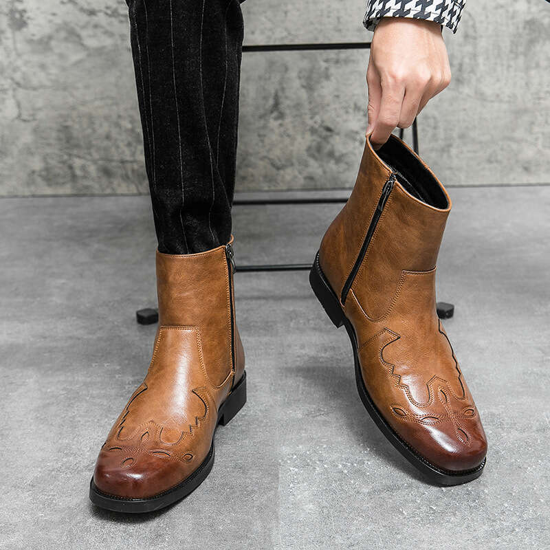 Large Western style cowboy knight sizes 38-46, new short Martin boots, men's boots