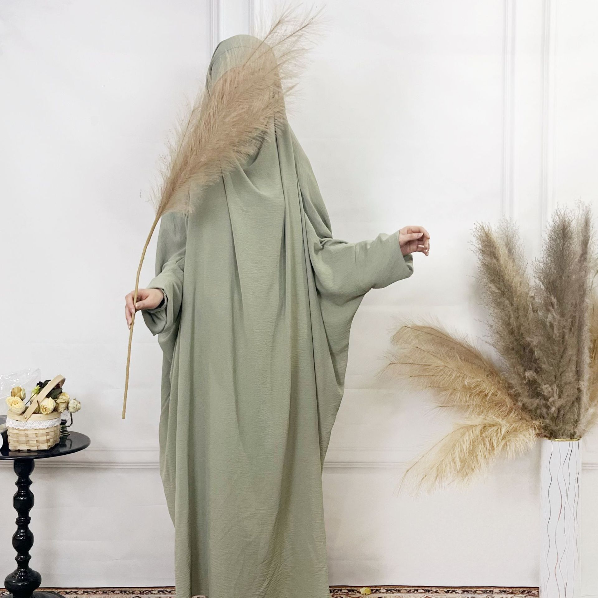 Dubai Malay Solid Color Loose Robe Plus Size Women's Dress Abaya Maxi Dresses Islamic Clothing