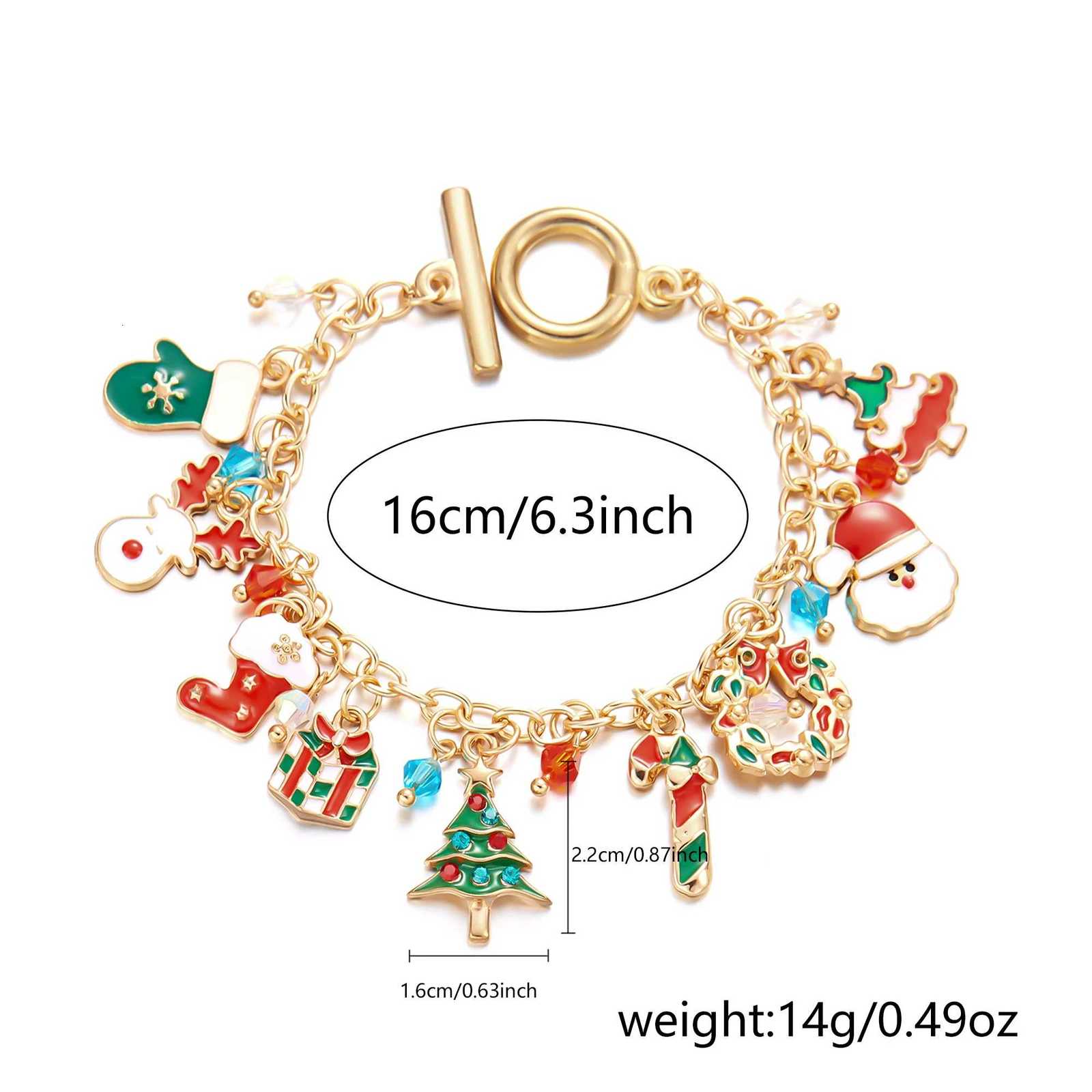 Cute Christmas Series Santa Claus Tree Elk Pendant Bracelets for Women Handmade OT Chain Thanksgiving Xmas Party Jewelry GiftsXJ251105
