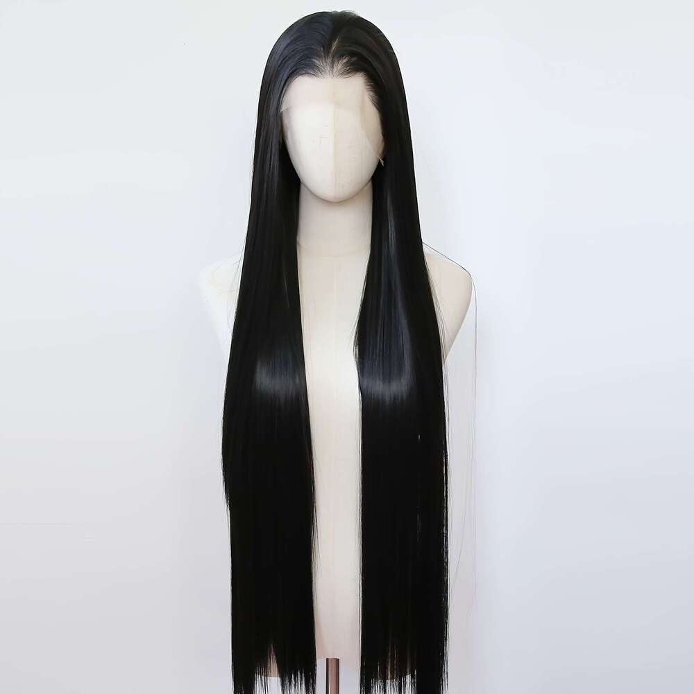 1Pc Unisex-Adult 40 Inch Straight Synthetic Lace Front Wig, Pre Plucked Hairline, Density, Heat Resistant Fiber, Glueless Cosplay Fashion Wig