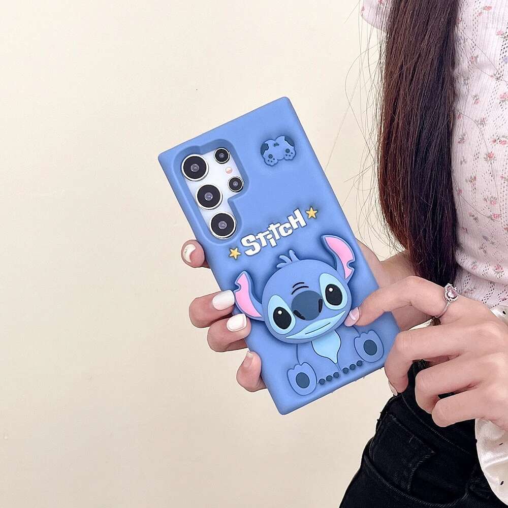 For Samsung Galaxy Ultra S23 S22 S21 S20 FE S24 Plus A54 3D Head Grip Tok Holder Cartoon Silicon Soft Phone Case