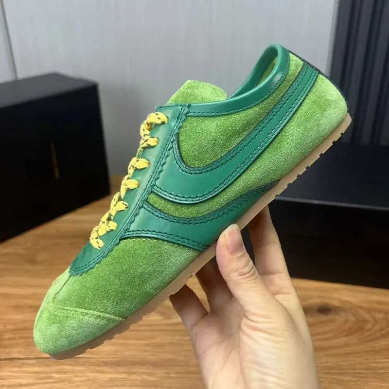 Genuine Leather Lace Up Wens Sneaker Faux Suede Pahwork Trainers Light Cfortable Flats Breathable Non-slip Running Shoes Y251105